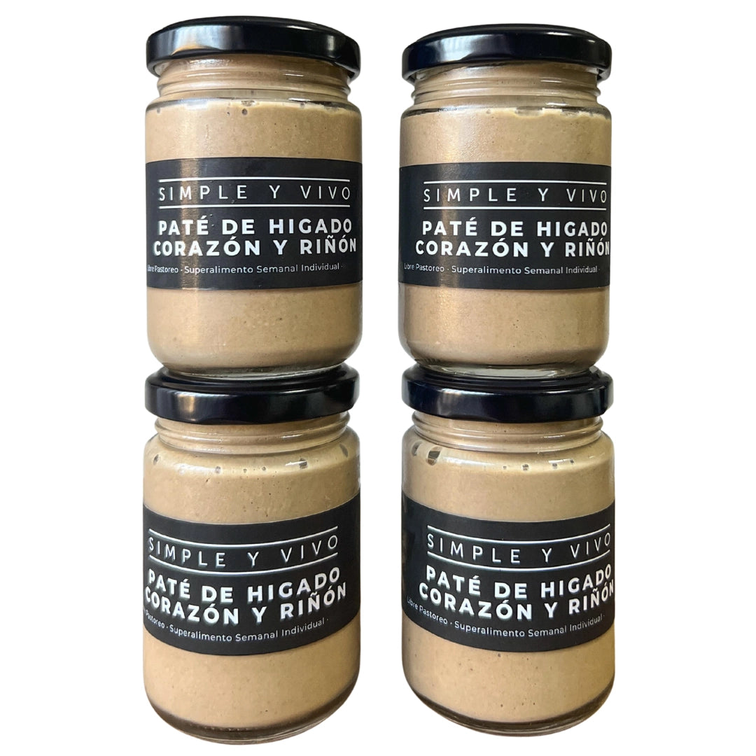 Pack X4 Paté de Hígado, Corazón y Riñón 580g