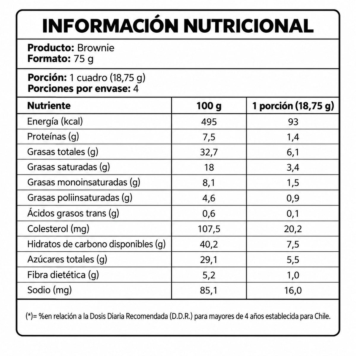Pack X4 Brownies Fudge Sin Gluten Sin Azúcar 75g