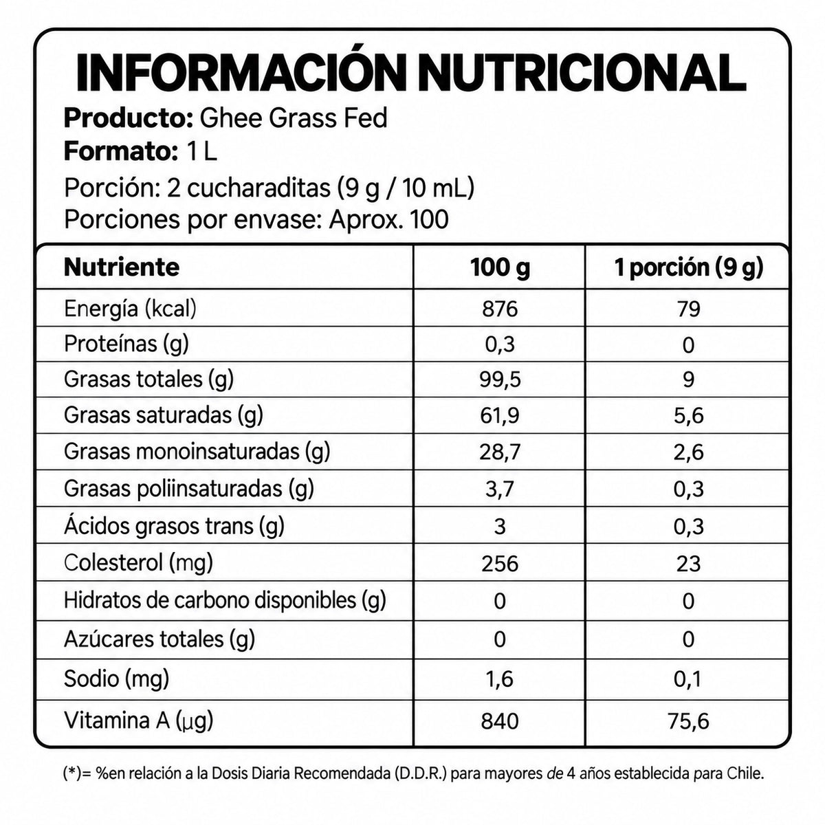 Ghee Grass Fed 1lt