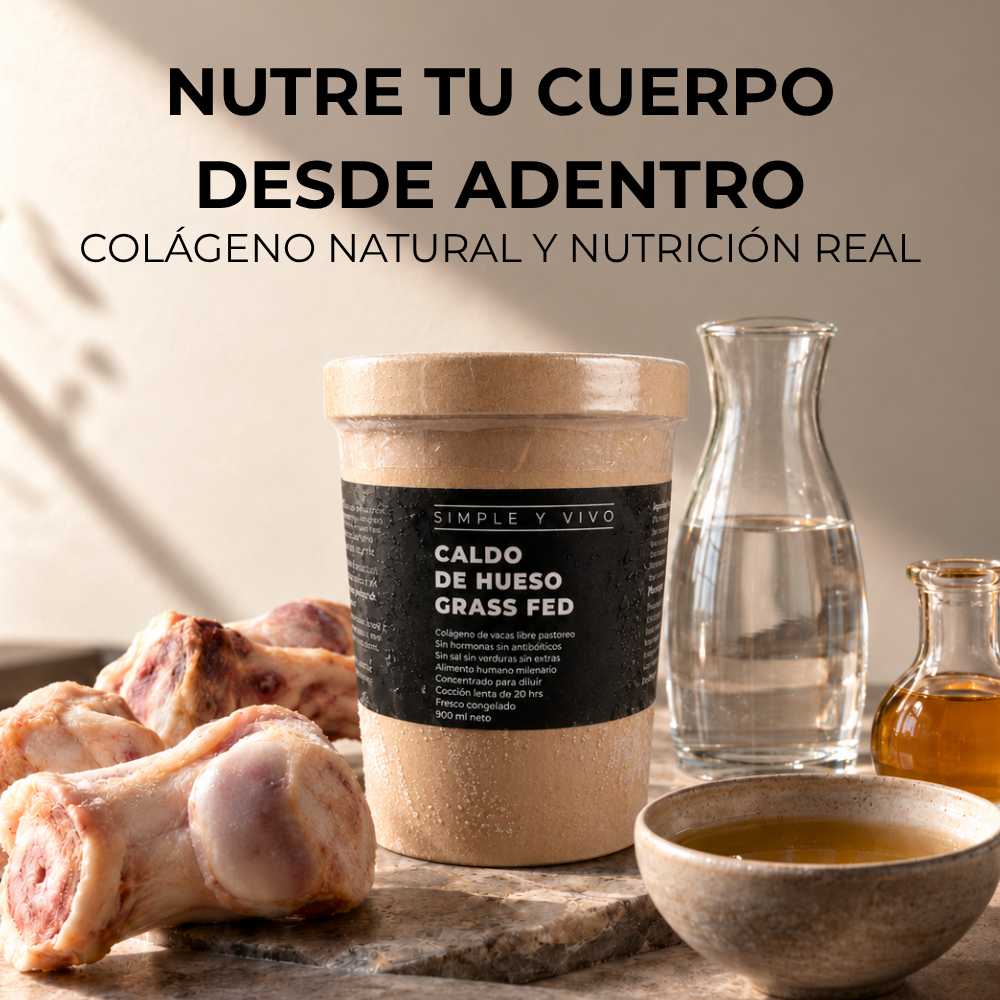 Simple y Vivo - Caldo de Hueso Grass Fed - Nutre tu cuerpo desde adentro