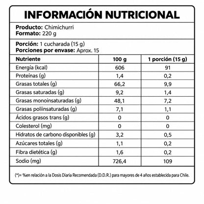 Chimichurri en Oliva Extra Virgen 220g