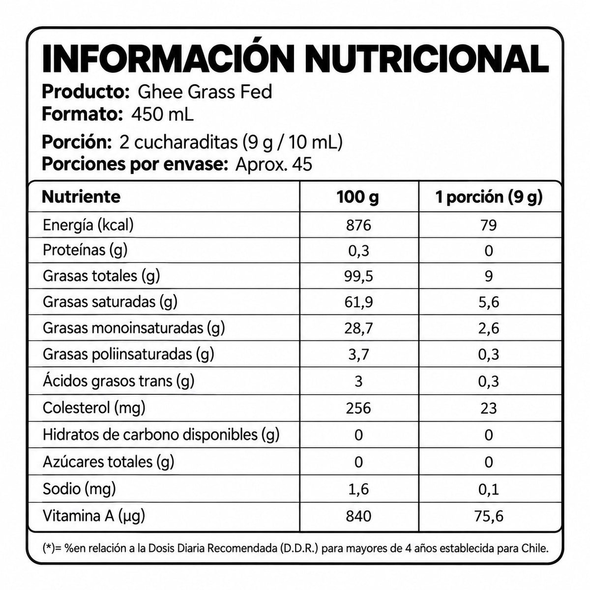 Ghee Grass Fed 450ml