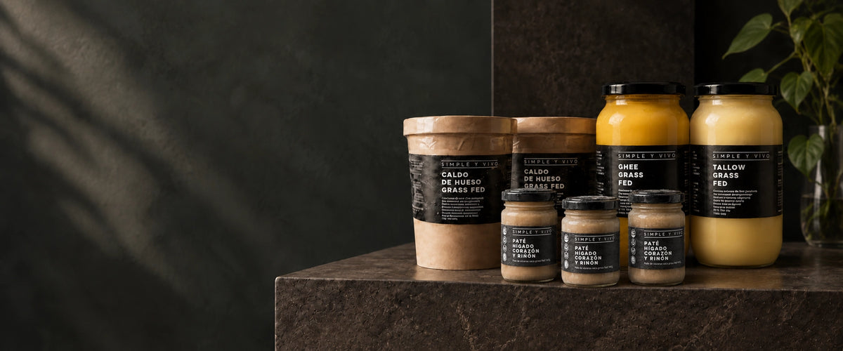 Bodegón Simple y Vivo: caldo de huesos, ghee, tallow y paté grass fed