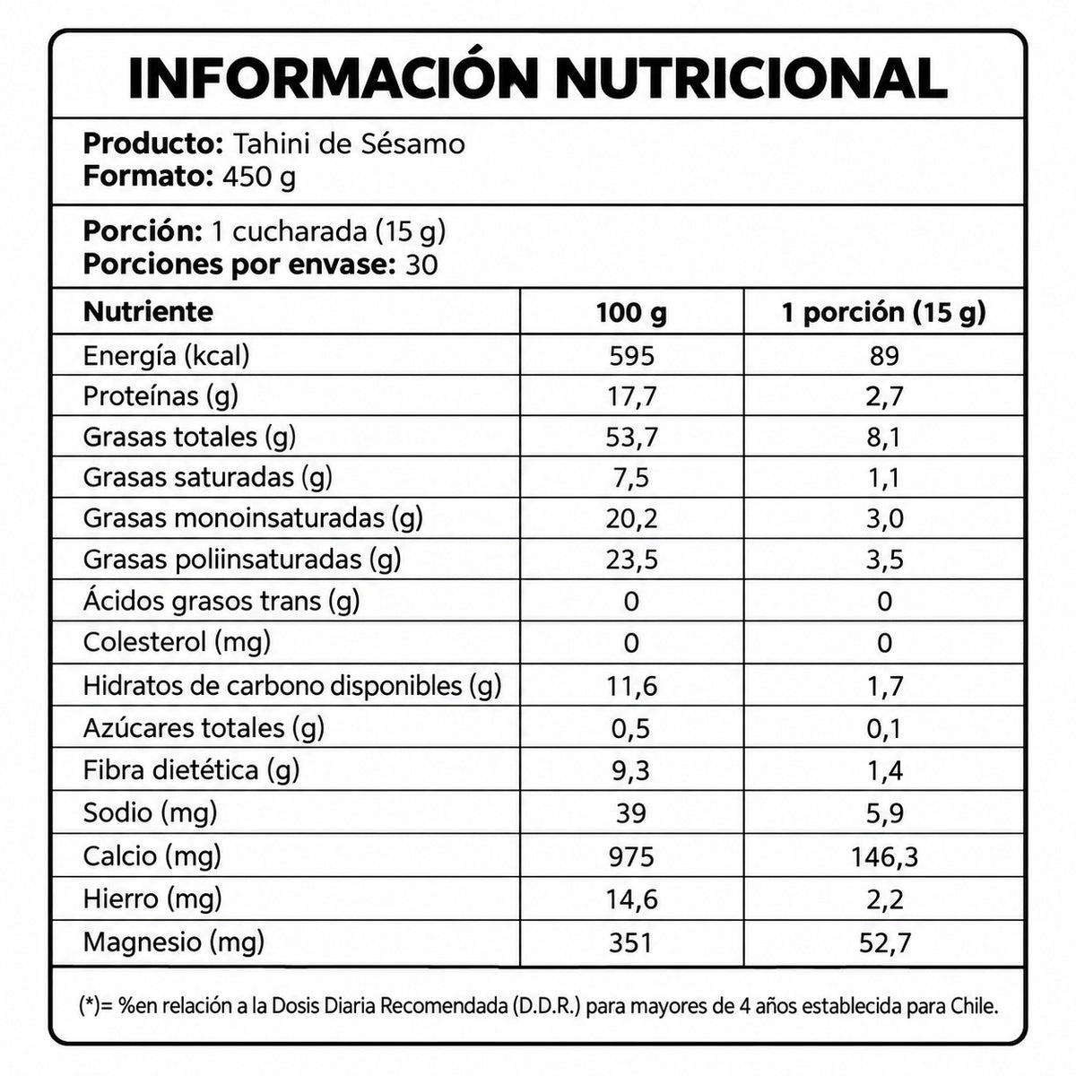 NUEVO Tahini Mantequilla de Sésamo 450g